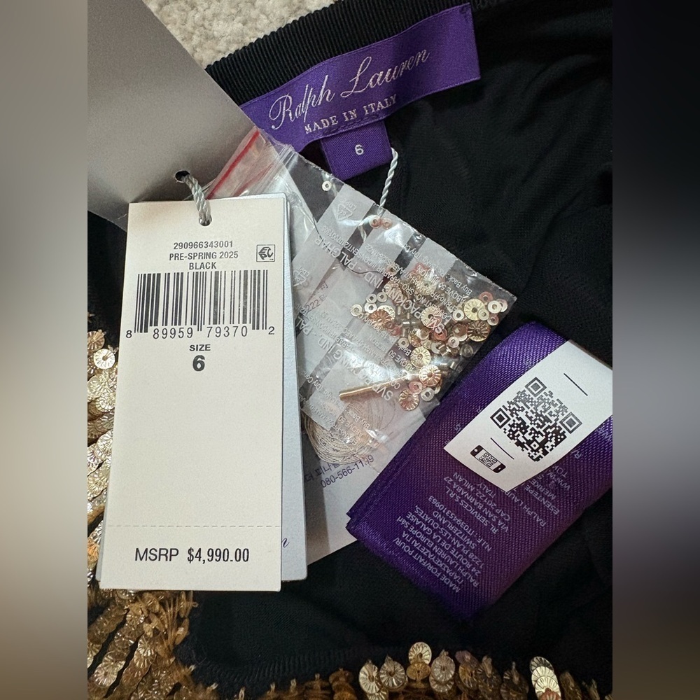 Ralph Lauren Collection Embellished Tulle Pants Metallic Sequin Sheer Gold 6 $5K - Picture 15 of 17
